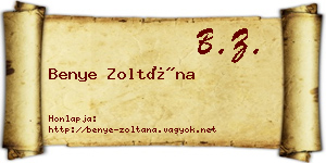 Benye Zoltána névjegykártya
